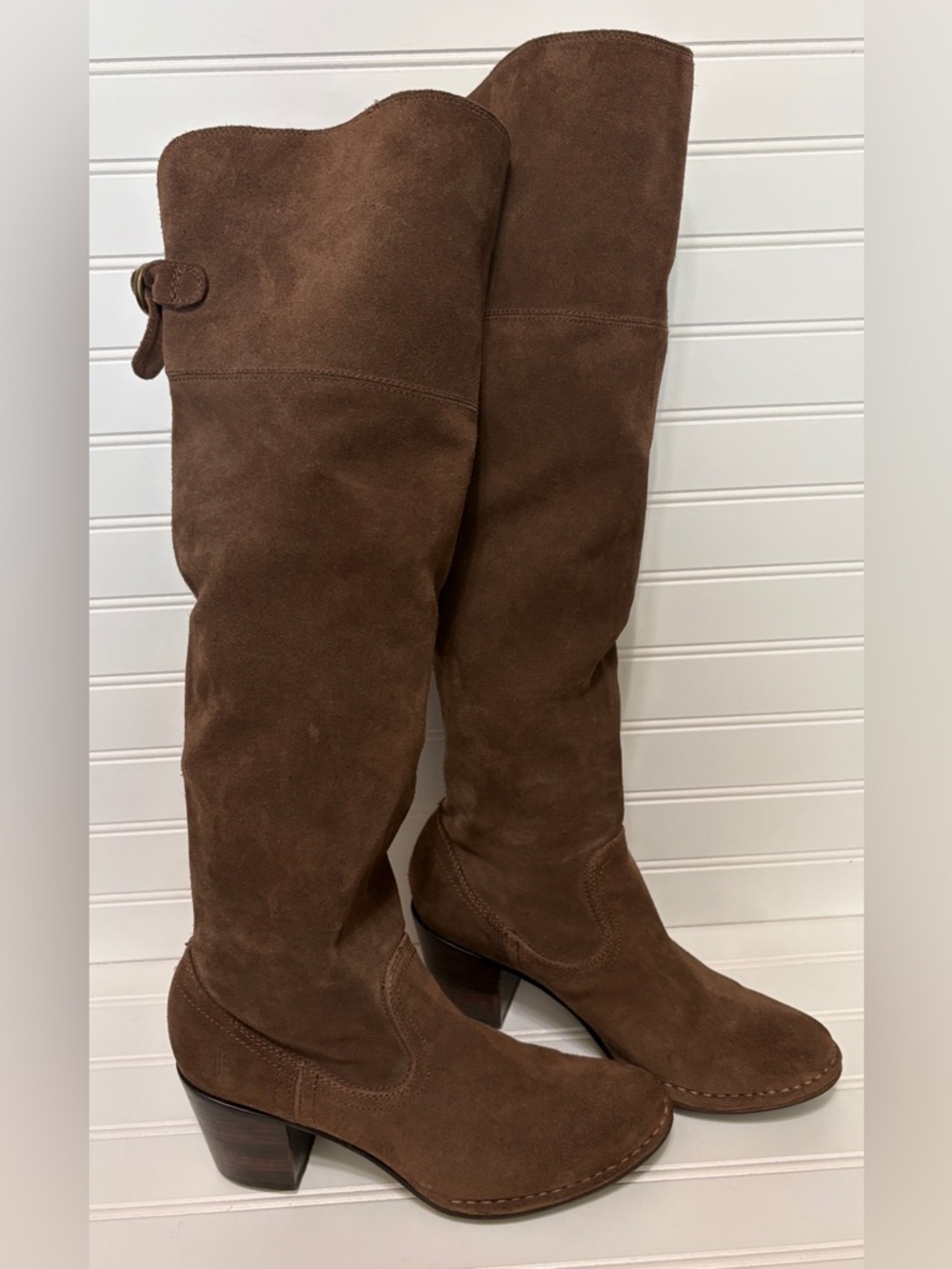 FRYE Lucinda Slouch Over Brown Suede Over the Knee Pull On Boots Womens Size 9.5